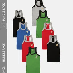 Lux Cozi Boys Pack Of 8 Assorted Cotton Sleeveless Innerwear Vests-image-87