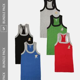 Lux Cozi Boys Pack Of 5 Assorted Cotton Sleeveless Innerwear Vests-32