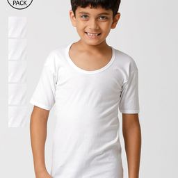 Ramraj Boys Pack Of 6 White Solid Innerwear Vests-image-10