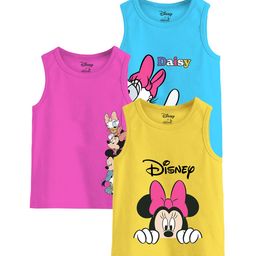 Minicult Infant Girls Pack Of 3 Minnie Mouse Printed Cotton Tank Vest-image-101