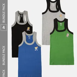 Lux Cozi Boys Pack Of 4 Assorted Cotton Sleeveless Innerwear Vests-46