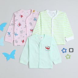 BUMZEE Infant Boys Pack Of 3 Striped V-Neck Skin-Friendly Pure Cotton Jablas-image-24