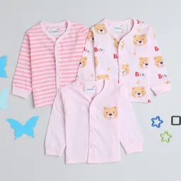 BUMZEE Infant Girls Pack Of 3 V-Neck Skin-Friendly Pure Cotton Jablas-image-1