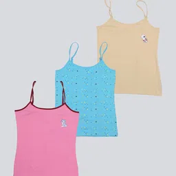 F&S Girls Pack Of 3 Printed Shoulder Strap Comfortable Fit Camisoles-picture-37