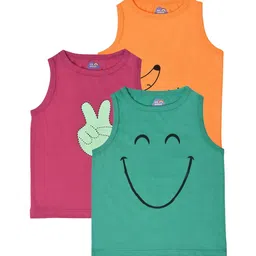 MiArcus Kids Pack Of 3 Printed Cotton Basic Vests-42