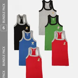 Lux Cozi Boys Pack Of 6 Assorted Cotton Sleeveless Innerwear Vests-image-23