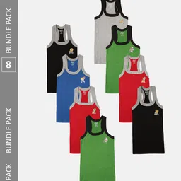 Lux Cozi Boys Pack Of 8 Assorted Cotton Sleeveless Innerwear Vests-image-116
