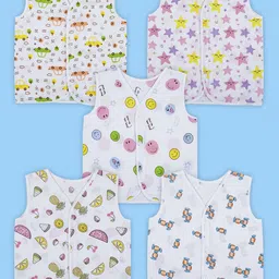 Baby Moo Unisex Kids 5 Pcs Cotton Innerwear Vests-18