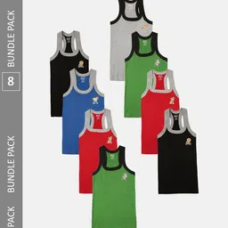 Lux Cozi Boys Pack Of 8 Assorted Cotton Sleeveless Innerwear Vests-image-86