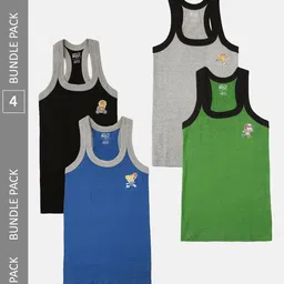 Lux Cozi Boys Pack Of 4 Assorted Cotton Sleeveless Innerwear Vests-11