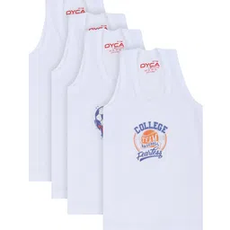 DYCA Kids-Boys Pack Of 4 White Printed Innerwear Vests-image-46