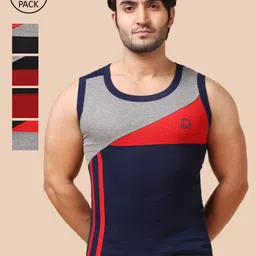 Dollar Bigboss Men Assorted Pack of 5 Combed Cotton Racerback Styled Gym Vests MBB-23-PO5-58