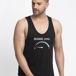 Friskers Men Black Printed Innerwear Vests-image-0