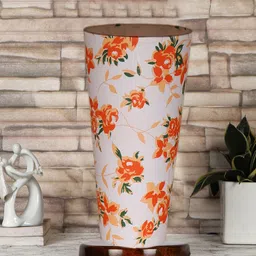 Devansh White Cotton Cylinder Table Lamps With Brown Round Wood Base-image-62