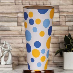 Devansh White & Blue Wooden Geometric Table Lamp-image-77