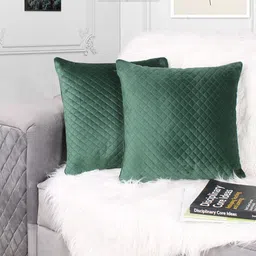 STITCHNEST Green 2 Pieces Velvet Square Cushion Covers-image-33