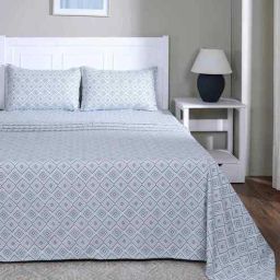 maspar Blue Geometric Print 144 TC Cotton Single Bed Sheet with 1 Pillow Cover Sensory Bloom Collection-picture-11