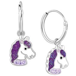 GIVA Girls 925 Sterling Silver Rhodium-Plated Unicorn Shaped Enamelled Hoop Earrings-image-43