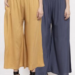 Miaz Lifestyle Women Grey & Beige Pack Of 2 Palazzos-image-56
