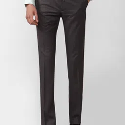 Van Heusen Men Charcoal Solid Slim Fit Formal Trousers-image-77