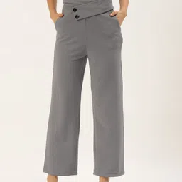Zastraa Women Grey Solid High-Rise Parallel Trousers-image-88