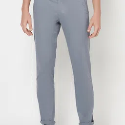 Octave Men Grey Solid Regular Trousers-image-54