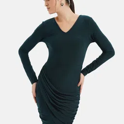 Kazo V-Neck Ruched Sheath Dress-image-4