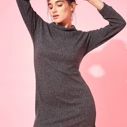 Athena Self Designed Woollen Bodycon Dress-picture-37