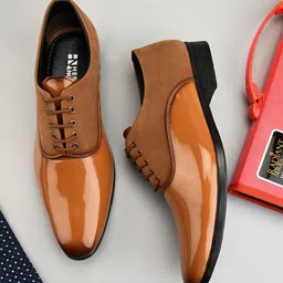 HERE&NOW Men Tan Lace-Ups Formal Derbys-image-17