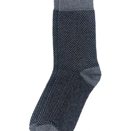 Mint & Oak Men Grey & Black Patterned Above Ankle-Length Socks image 3