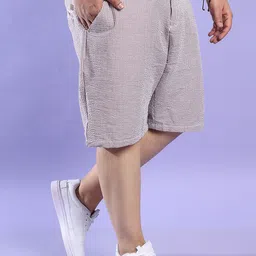 Instafab Plus Men Plus Size Self Design Mid-Rise Regular Fit Cotton Regular Shorts image 4