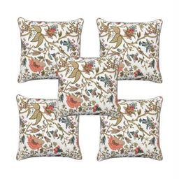TANLOOMS White & Green Set of 5 Floral Square Cushion Covers-picture-14