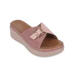 ICONICS Peach-Coloured Block Sandals with Buckles image 2