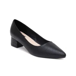 Sherrif Shoes Black Textured Party Block Pumps image 2