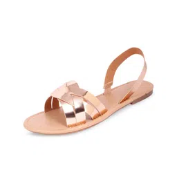 WZAYA Cross Straps Open Toe Flats With Baclstrap image 2