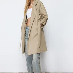 Trendyol Notched Lapel Collar Regular Fit Front-Open Longline Overcoat image 5