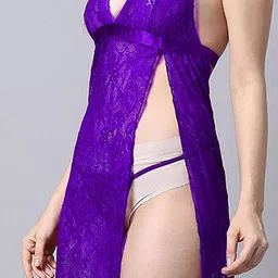 Aamarsh Self Design Halter Neck Net Tie-Up Baby Doll image 2