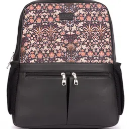 ZOUK  Women Ethnic Printed Vegan Leather Backpack With Compression Straps-Up to 16 inch image 3