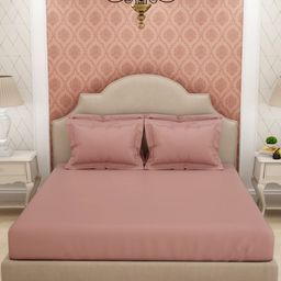 SPACES Eminence Pink 600 TC King Bedsheet with 4 Pillow Covers image 2