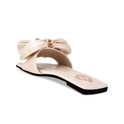 Shoetopia Suede Open Toe Flats With Embellished Bows image 3