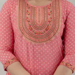 KALINI Ethnic Motifs Printed Regular Thread Work Kurta With Trousers & Dupatta image 2