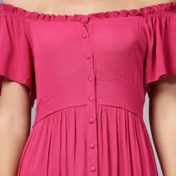 aayu Off-Shoulder Flutter Sleeve Layered Fit & Flare Midi Dress image 3