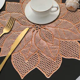 Dakshya Industries Copper-Coloured 6-Pieces Round Table Placemats image 3