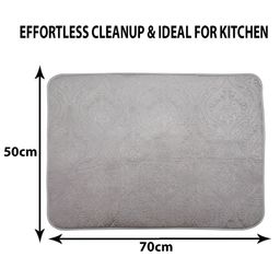 Kuber Industries Set Of 2 Grey & Maroon Self Design Dish Dry Mat image 5
