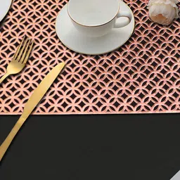 Dakshya Industries Copper Toned 4 Pieces Textured Rectangular Table Placemats image 4