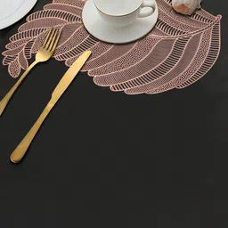 Dakshya Industries Copper-Toned 4-Pieces Rectangular Table Placemats image 4
