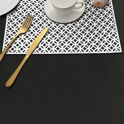 Dakshya Industries Sliver Toned 4 Pieces Rectangular Table Placemats image 5