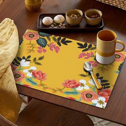 AEROHAVEN Set Of 6 Yellow & Pink Printed Table Placemats image 4