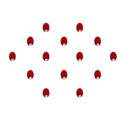 Comet Busters 14 Pcs Embellished Reusable Oval Bindis - Red image 2