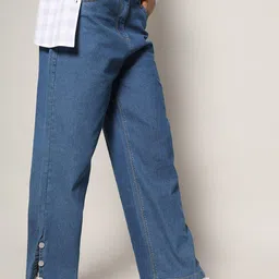 Campus Sutra Blue Women Smart Mid-Rise Baggy Light Fade Clean Look Cotton Jeans-image-71
